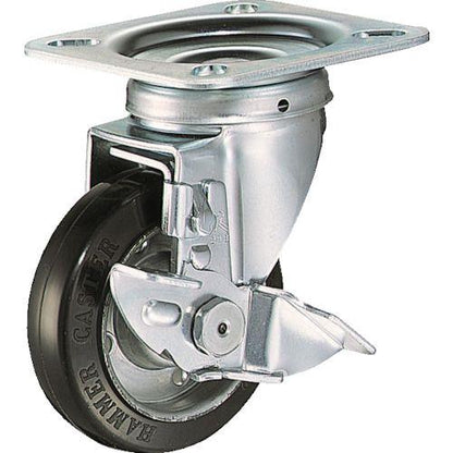 ハンマー 旋回式ゴム車輪 100mm ストッパー付