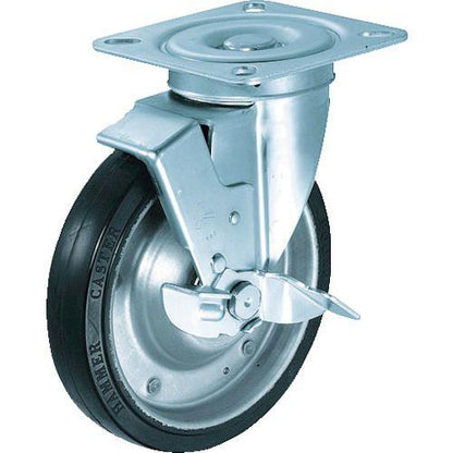 ハンマー 旋回式耐切くず特殊ゴム車輪(ラジアルボールベアリング)200mm ストッパー付