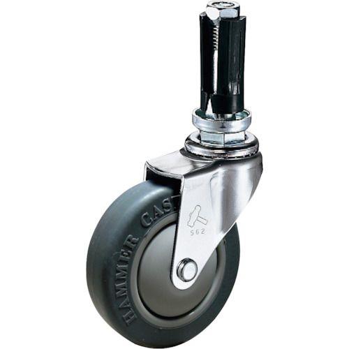 ハンマー パイプ差込み旋回式エラストマー車輪(ラジアルボールベアリング)75mm φ19～21用