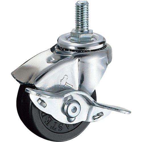 ハンマー ねじ込み旋回式ゴム車輪50mm W3/8 ストッパー付