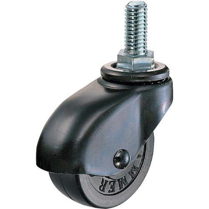 ハンマー ねじ込み旋回式ゴム車輪50mm W3/8 本体:黒色