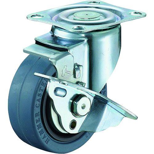 ハンマー 軽量薄板鋼板製旋回式ゴム車輪(ナイロンホイール・ボールベアリング)75mm SP付