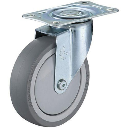 ハンマー 軽量薄板鋼板製旋回式ウレタン車輪(ナイロンホイール・ボールベアリング)100mm