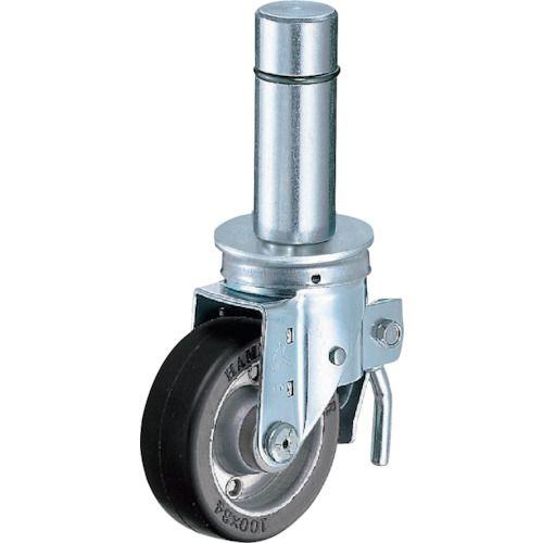 ハンマー 足場用旋回式ゴム車輪(ワイドタイプ)100mm トータルロック