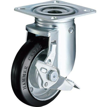ハンマー 旋回式ゴム車輪 150mm ストッパー付