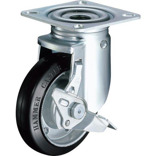 ハンマー 旋回式ゴム車輪(スチールホイール・ローラーベアリング)125mm ストッパー付