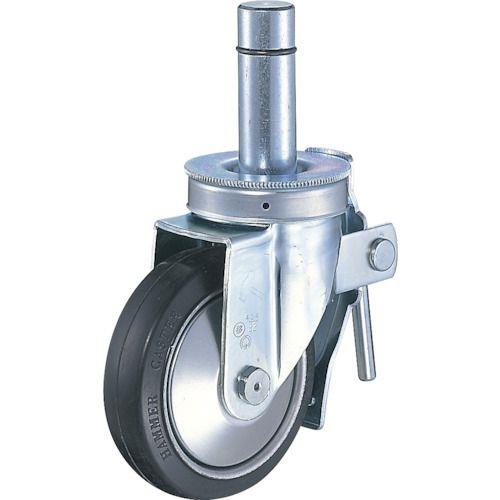 ハンマー 足場用旋回式ゴム車輪(スチールホイール・ローラーベアリング)150mm トータルロック