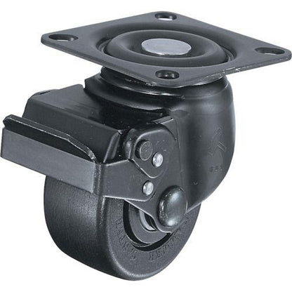 ハンマー 低床重荷重用旋回式ナイロン車輪(ボールベアリング)65mm SP付 本体:黒色
