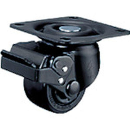 ハンマー 低床重荷重用旋回式ナイロン車輪(ボールベアリング)75mm SP付 本体:黒色