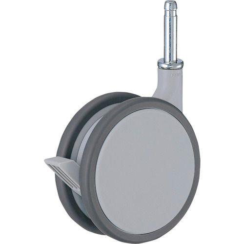 ハンマー 双輪差込み旋回式ウレタン車輪 100mm グレー ストッパー付