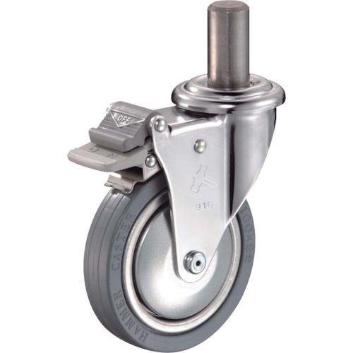 ハンマー 差込み旋回式ゴム車輪 100mm トータルロック