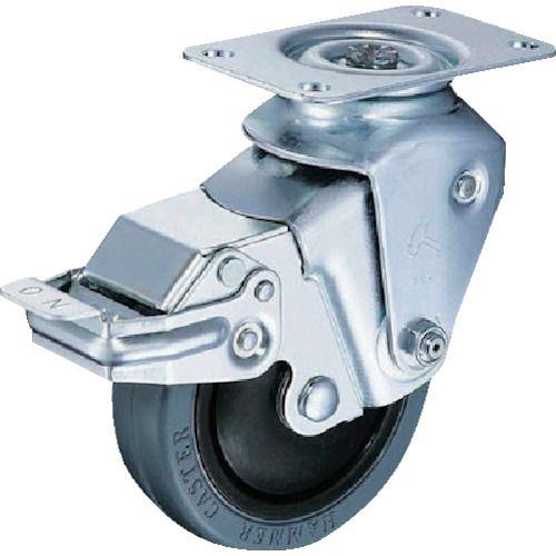 ハンマー クッションキャスター旋回式ゴム車輪 100mm 線径2.6mm ストッパー付