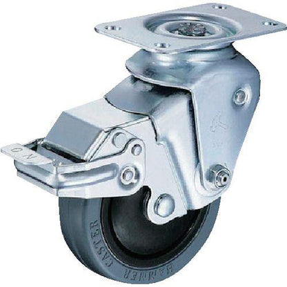 ハンマー クッションキャスター旋回式ゴム車輪 100mm 線径2.9mm ストッパー付