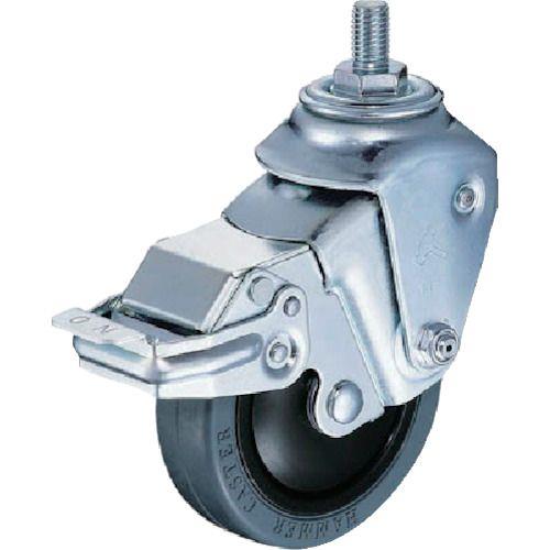 ハンマー クッションキャスターねじ込み旋回式ゴム車輪 100mm 線径2.3mm SP付