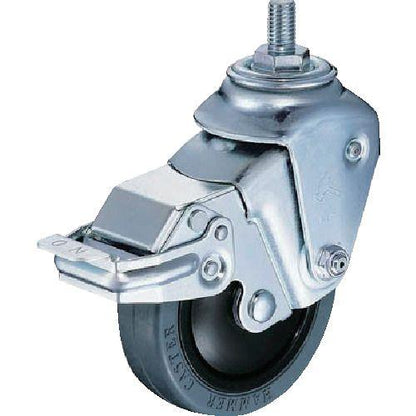 ハンマー クッションキャスターねじ込み旋回式ゴム車輪 100mm 線径2.9mm SP付