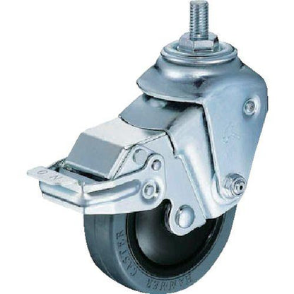 ハンマー クッションキャスターねじ込み旋回式ゴム車輪 100mm 線径3.2mm SP付