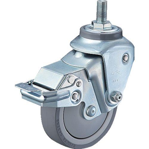 ハンマー クッションキャスターねじ込み旋回式ウレタン車輪100mm 線径2.3mm SP付