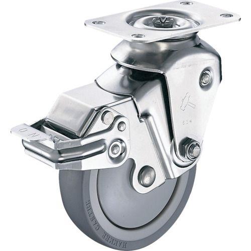 ハンマー オールステンレスクッションキャスター旋回式ウレタン車輪100mm 線径3.2 SP付