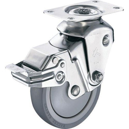 ハンマー オールステンレスクッションキャスター旋回式ウレタン車輪125mm 線径2.0 SP付