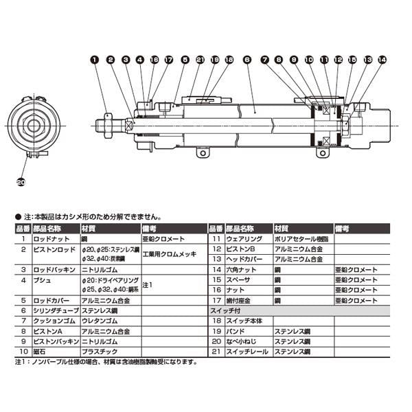 タイトシリンダ CMK2基本(片ロッド)ベース ＜CMK2-CC-20＞
