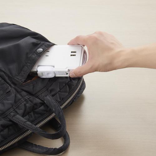 巻取りモバイルタップ3個口0.9mUSB付白
