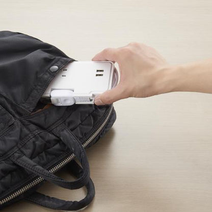 巻取りモバイルタップ3個口0.9mUSB付白