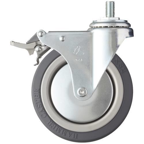 ハンマー ねじ込み旋回式ウレタン車輪(ナイロンホイール・ベアリング)M12 125mm トータルロック