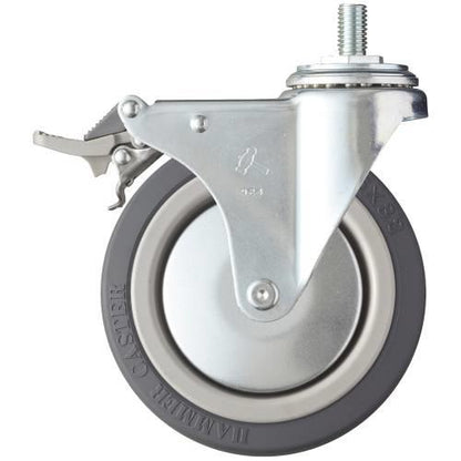 ハンマー ねじ込み旋回式ウレタン車輪(ナイロンホイール・ベアリング)M12 125mm トータルロック
