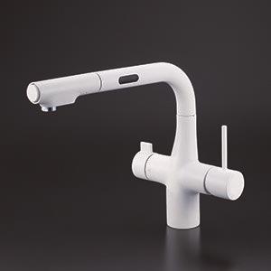 シングルシャワー付混合栓マットホワイト