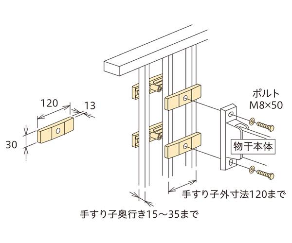 ホスクリーン 手すり子付パーツ ＜HP-4S-ST＞