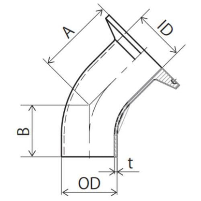 45°片ヘルール付エルボ