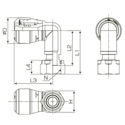 ポリブテンパイプ対応 ハードロックS＜ユニオンエルボ＞ ＜EULP S＞