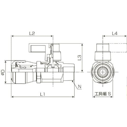 ポリブテンパイプ対応 ハードロックS＜バルブ付オネジアダプター＞ ＜EOVP S＞
