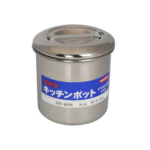 18-8 キッチンポット(内蓋式・目盛付) SH-4612D 12cm(手無)